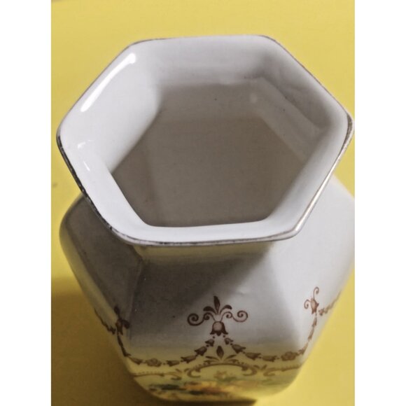 Antique Crown Ducal Ware Regal Floral Vase Hexagon Art Deco 1925 - Picture 7 of 8